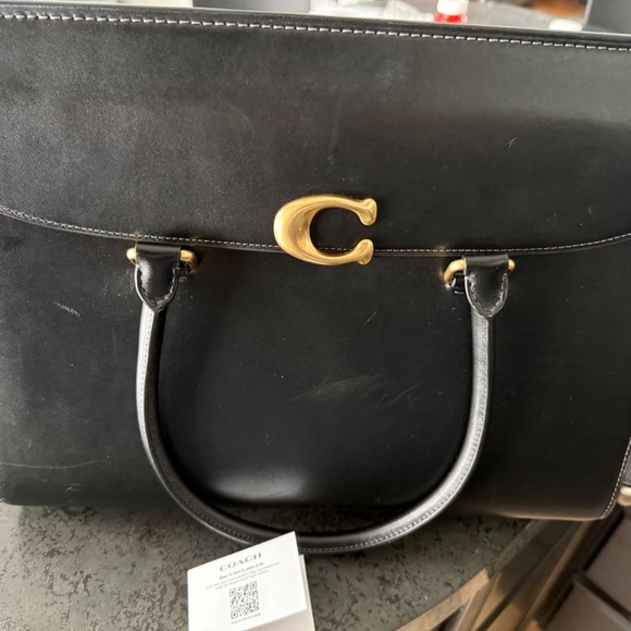Coach Black Satchel with Gold Accents - Picture 15 of 16